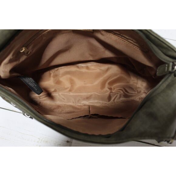 MultiSac Crossbody Purse Green Faux Leather Adjustable Strap Pockets Zippers - Picture 7 of 16